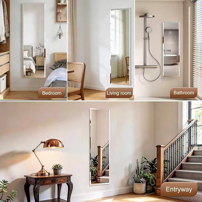 Frameless Mirror Full Length 51"x16" | Wall Mount Mirror Full Length Beveled - Image 6