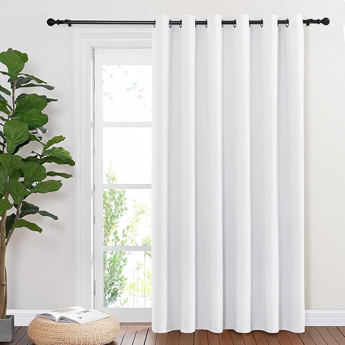 NICETOWN Blackout Curtains & Drapes - Privacy Thermal Efficiency Backdrop Curtains for Bedroom Room Divider Living Room Patio Sliding Glass Door, Wide 80 x Long 144 inch, White, 1 Panel