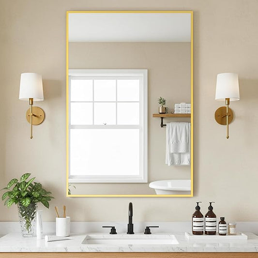 FICTOR Bathroom Vanity Mirror-Gold, 36x24 Inch, Shatterproof & Anti-Rust by FICTOR