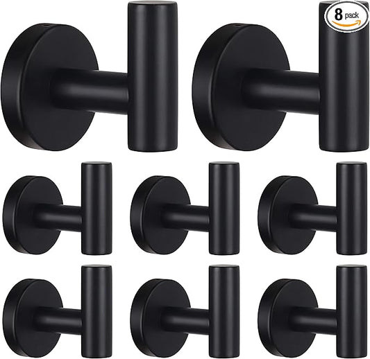 Bathroom Robe Towel Hooks Coat Matte Black Wall Hook Stainless Steel Heavy Duty by Homagic