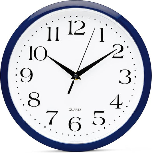 Bernhard Products Navy Wall Clock Silent Non Ticking by BernhardProducts