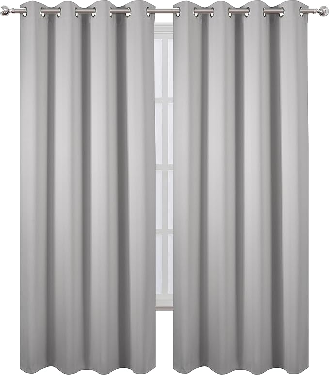 LEMOMO Blackout Curtains 52 x 84 inch/Light Grey Curtains Set of 2 - Image 2