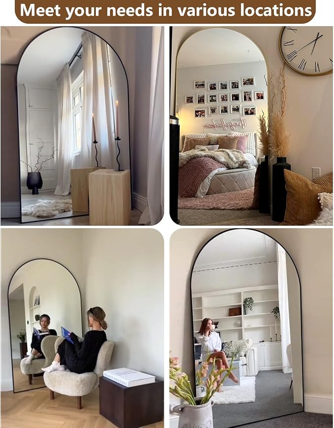 DMWOODFL 77x38 Inch Gold Arched Full Length Mirror - Image 5