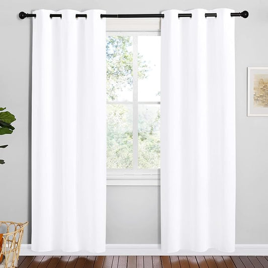 NICETOWN White Samll Window Blackout Curtain Panels, 42 inches x 78 inches by NICETOWN