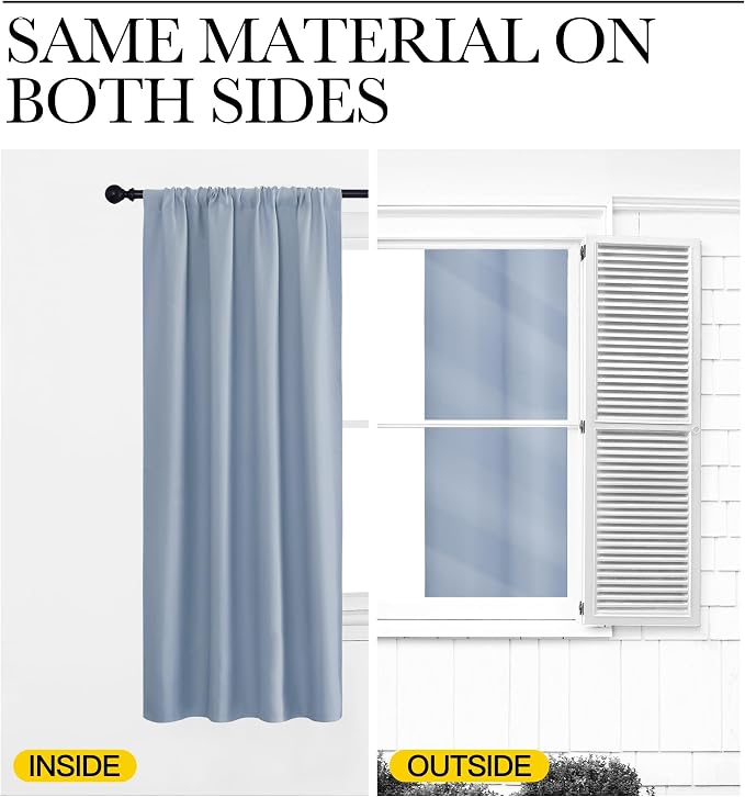 NICETOWN Window Curtains Blackout Drapes, Vintage Blue, 1 Pair, 52 by 72-Inch - Image 5
