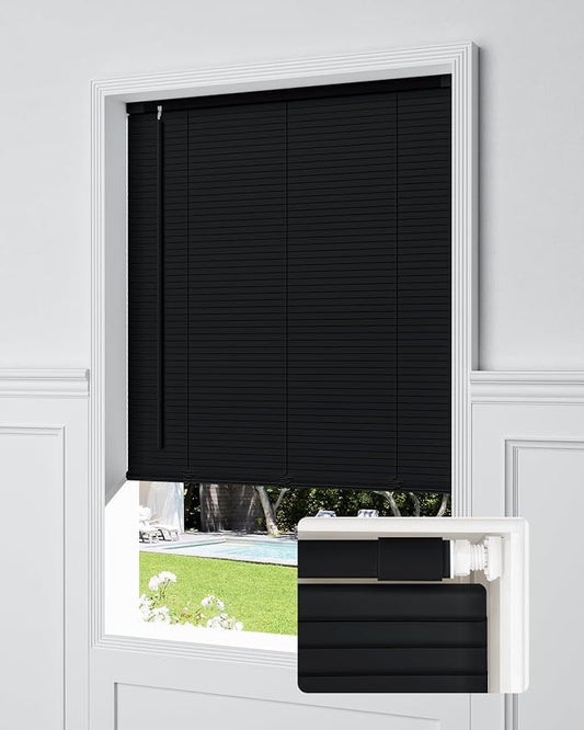 UNISHADES No Drill Blinds for Windows 1" Vinyl L-Shaped Slats Cordless Mini by UNISHADES
