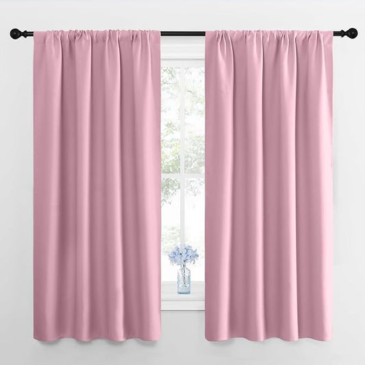 NICETOWN Window Curtains for Bedroom, Rouge Pink, 2 Panels, W42 x L48 -Inch by NICETOWN