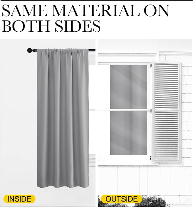 NICETOWN Silver Grey Blackout Curtains - Image 6