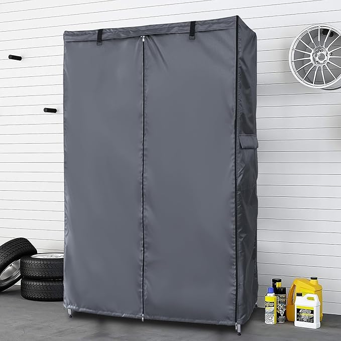 Waterproof Shelf Cover,600D Heavy Duty Dustproof Storage Wire Rack Covers,Outdoor Shelving Covers for Wire Shelves with Zipper 36''x14''x54'',Clear Front.