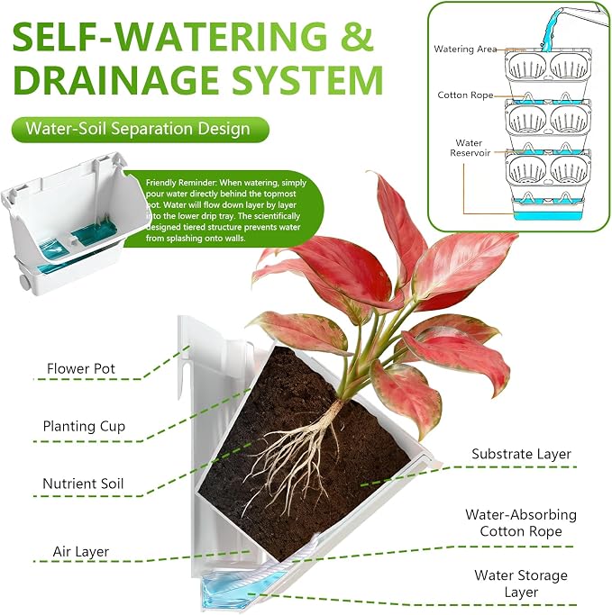 3-Tiers Vertical Wall-Mounted Planter - Image 4