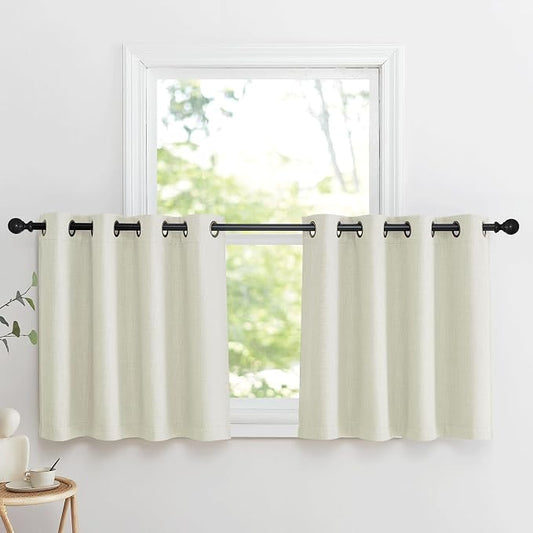 NICETOWN Natural Linen Room Darkening Curtain Valances for, Grommet Faux Linen by NICETOWN