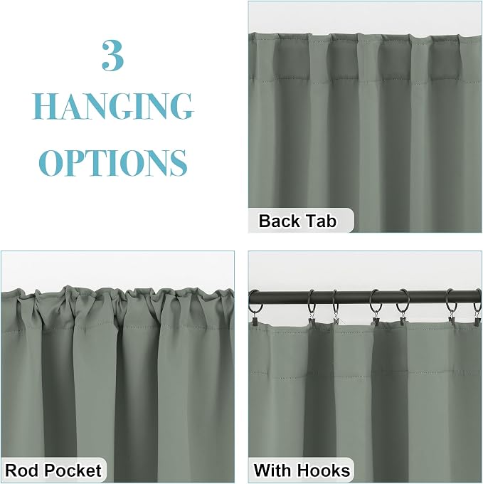 RYB HOME Blackout Curtains for Bathroom, Thermal Insulated Light Block Small - Image 6