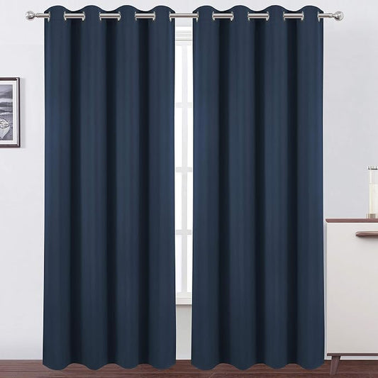 LEMOMO Blackout Curtains 66 x 84 inch/Navy Blue Curtains Set of 2 by Lemomo