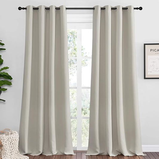 NICETOWN Natural Room Darkening Curtains 102" Long by NICETOWN
