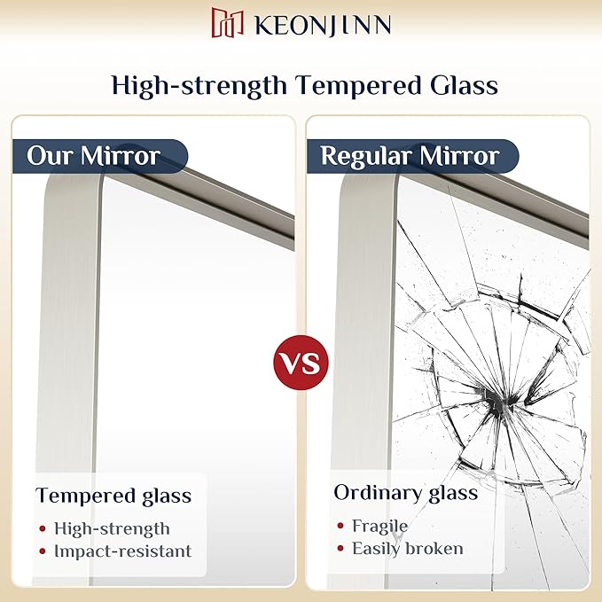 Keonjinn 40 x 24 Inch Brushed Nickel Bathroom Mirrors - Image 4