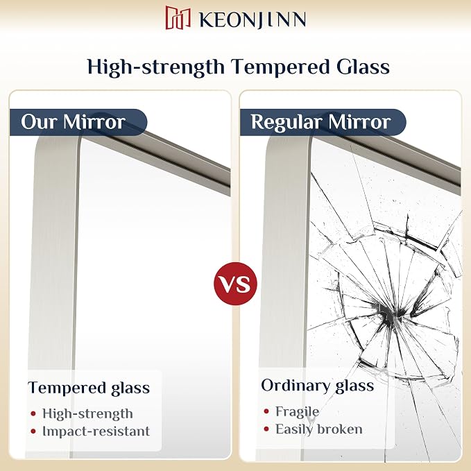 Keonjinn 48 x 30 Brushed Nickel Bathroom Mirrors - Image 4