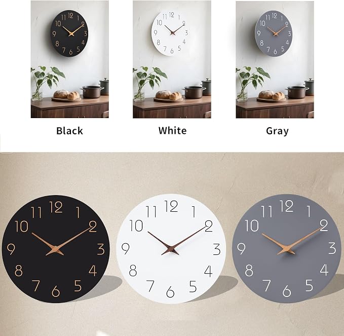 Mosewa Large Wall Clock 16 Inch Gray Modern Silent Non Ticking Battery Operated - Image 2