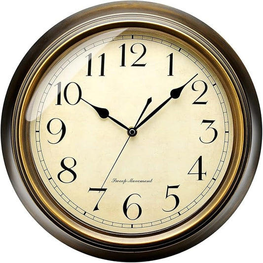 Plumeet Metal Wall Clock, Arabic Numerals, Battery Operated by Plumeet