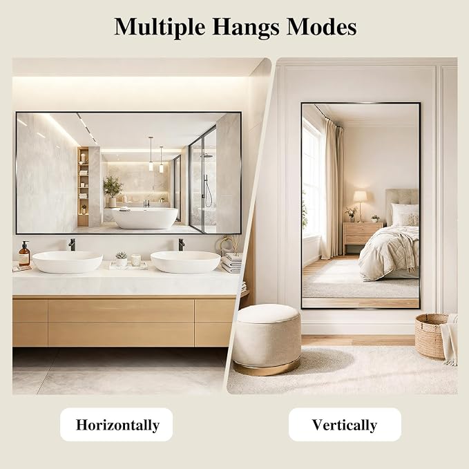 Koonmi Black Mirrors for Wall, 30x30 Inch Bathroom Mirror, Rectangular Wall - Image 6
