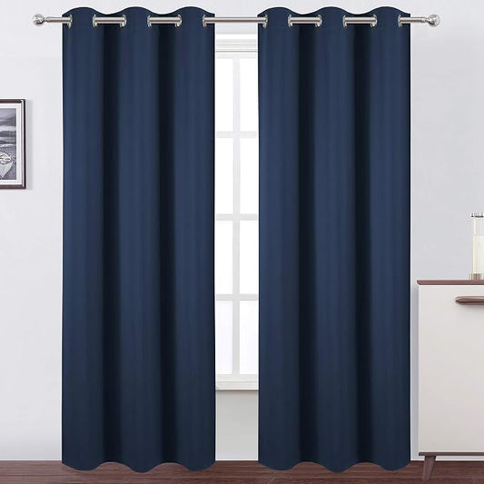 LEMOMO Navy Blue Thermal Blackout Curtains/42 x 95 Inch/Set of 2 Panels Room by Lemomo