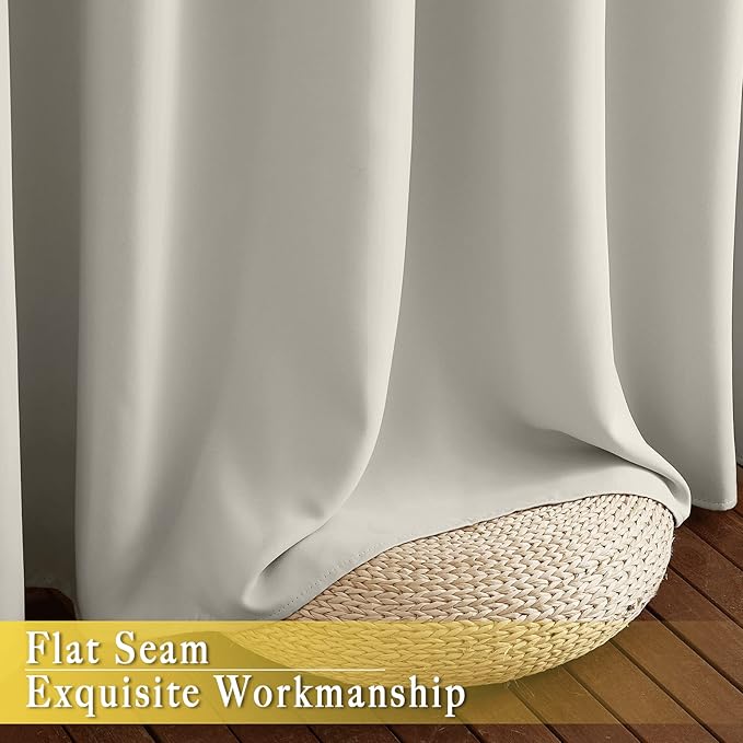 NICETOWN Room Darkening Short Curtain 54 inches Long for Living Room, Grommet Sound Reducing Thermal Insulated Curtains for Bedroom Nursery Window, 46W x 54L, 1 Piece, Natural