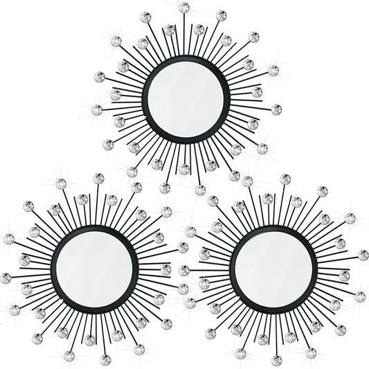 3 Pack Metal Mirrors for Wall Sunburst Wall Mirrors Home Décor Decorative by Uaussi