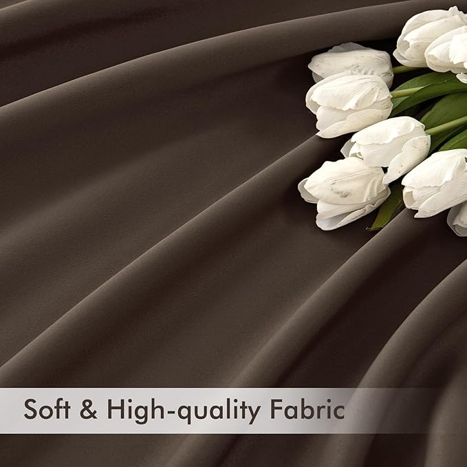 MIULEE Chocolate Brown Back Tab Blackout Curtains 84 Inch Length 2 Panels Set - Image 6