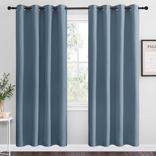 NICETOWN Smoky Blue Blackout Curtains 78 inches Length by NICETOWN