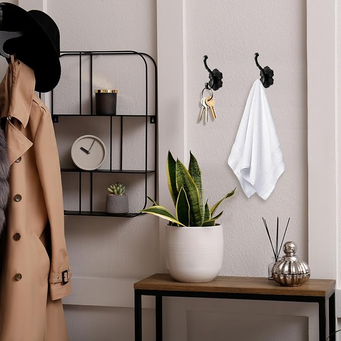 Zonon 8 Pcs Black Wall Hooks Set Vintage Coat & Towel Hooks - Image 5