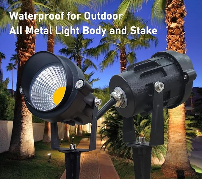 TOVEENEN LED Outdoor Landscape Spotlight 120V 12W Waterproof Spot Lights for Yard House Garden Christmas Lighting, Warm White 3000K, 4 Pack