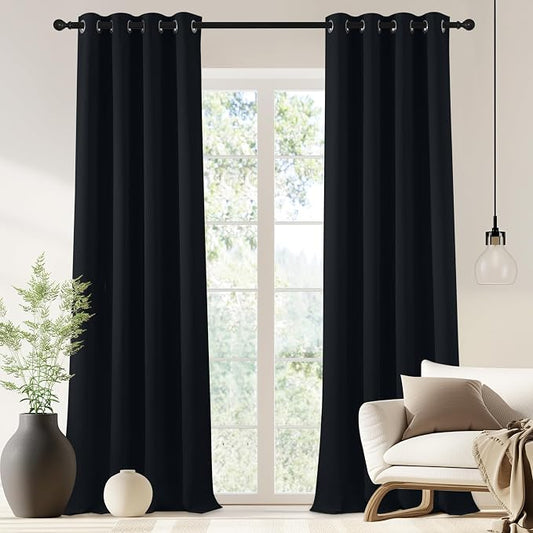 NICETOWN Black Blackout Curtain 90 inch Length by NICETOWN