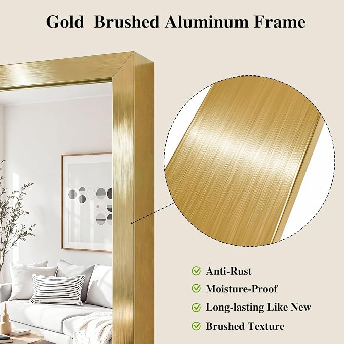 Koonmi Gold Mirrors for Wall, 24x36 Inch Bathroom Mirror, Rectangular Wall - Image 4