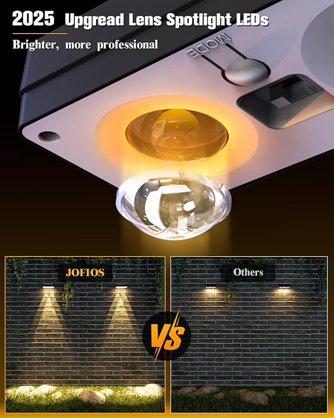 Solar Fence Lights 16 Pack, 50 Lumens Outdoor Solar Lights with 12 Modes RGB Color Glow LED，Waterproof, Solar Lights for Patio, Backyard, Deck, Fence, Railing
