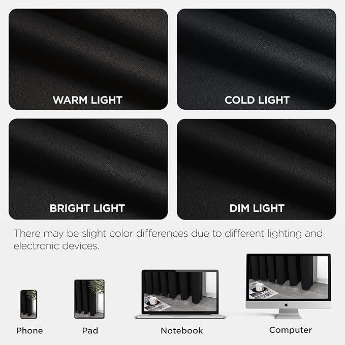 Joydeco Blackout Door Curtain for Doorway Privacy 90 Inches Long, Grommet Closet Curtain for Open Closet, Room Divider for Bedroom Living Room (Black, 52Wx90L, 1 Panel)