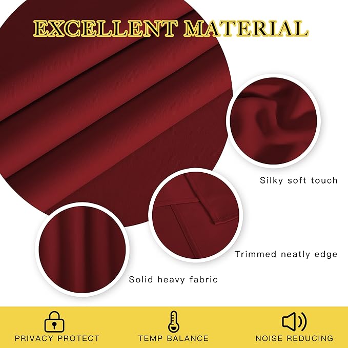 NICETOWN Extra Long Blackout Drape - (52-inch by 108-inch, Burgundy Red, Sold as 1 Panel) Window Treatment Light Blocking Privacy Curtain Panel for Home Decoration