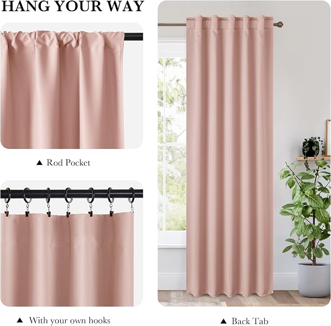 RYB HOME 100% Blackout Basement Curtains 30 inches Long, Heat & UV Blocking - Image 3