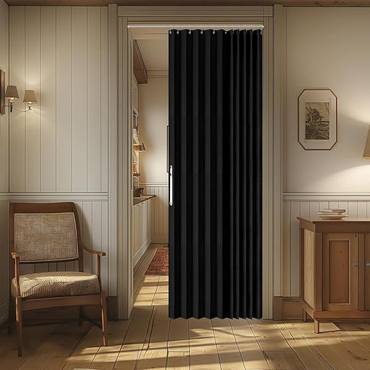 AJAZZ 100% Blackout Magnetic Door Curtain Accordion Doors Interior Closet Door by AJAZZ