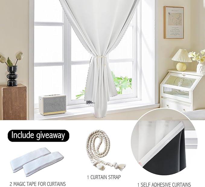 AJAZZ Self Adhesive Curtains 100% Blackout Shades Window Cover Sticky Curtain - Image 3
