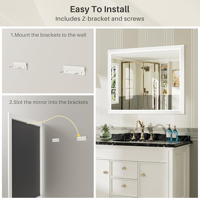 72x36 Inch White Bathroom Mirror - Image 6