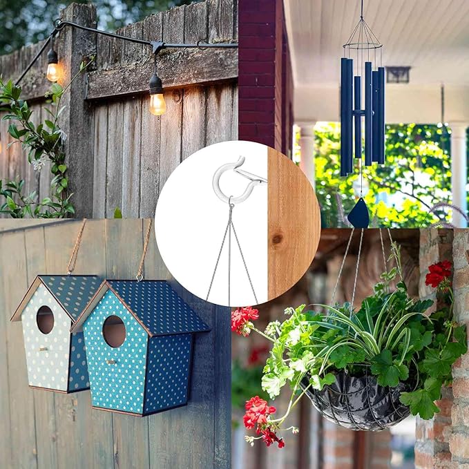36 PCS Q-Hanger Hooks, Screw Hooks for Outdoor String Lights, Safety Buckle Design Cup Eye Hook for Hanging Christmas Lights, Plants, Mounted on Wall Ceiling, Include 1 Wing Nut Driver, White