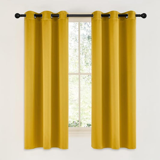 NICETOWN Gold Blackout Cafe Faux Silk Curtains by NICETOWN