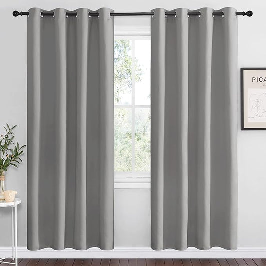 NICETOWN Silver Grey Room Darkening Curtain Panels 78" Long by NICETOWN