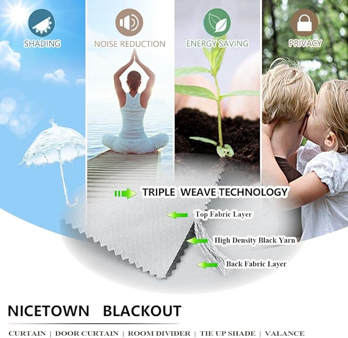NICETOWN Indoor & Outdoor Curtain Etra Long 120'' for Bedroom, Premium Thick Privacy Weatherproof UV Blocking Energy Saving Vertical Blinds for Public Privacy Protect, Winter White, W52'', 1 PC