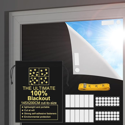 RUseeN Portable Blackout Shades Window Curtains, 100% Blackout Material by RUseeN