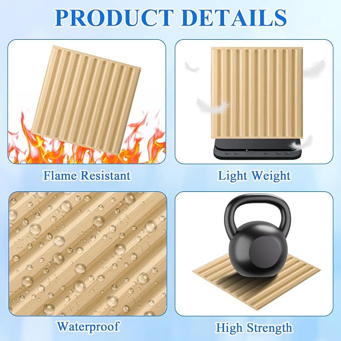 Nuanchu 32 Pcs 3D Slat Wall Panels, Paintable Waterproof Textured Tiles - Image 3