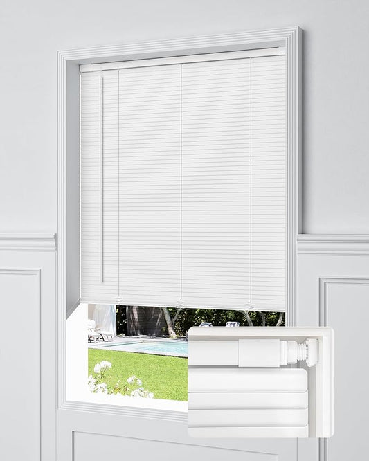 UNISHADES Custom No Tools No Drill Cordless Mini Blinds, 100% Privacy L-Shaped by UNISHADES