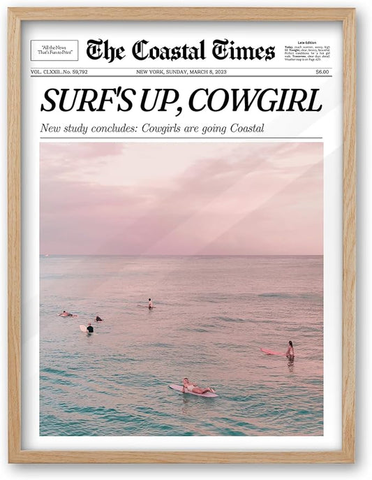 iHery Framed Trendy Coastal Cowgirl NewsPaper Wall Art Prints, New York News by iHery