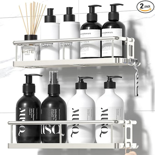 YASONIC Shower Caddy Adhesive, No Drill Bathroom Shower Organizers, by YASONIC