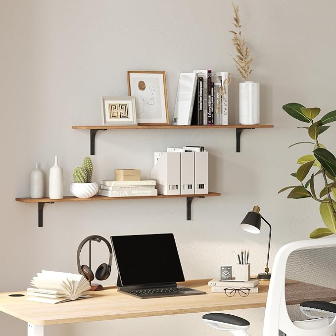 DINZI LVJ Long Wall Shelves, 31.5 Inch Wall Mounted Shelves Set of 2, - Image 9