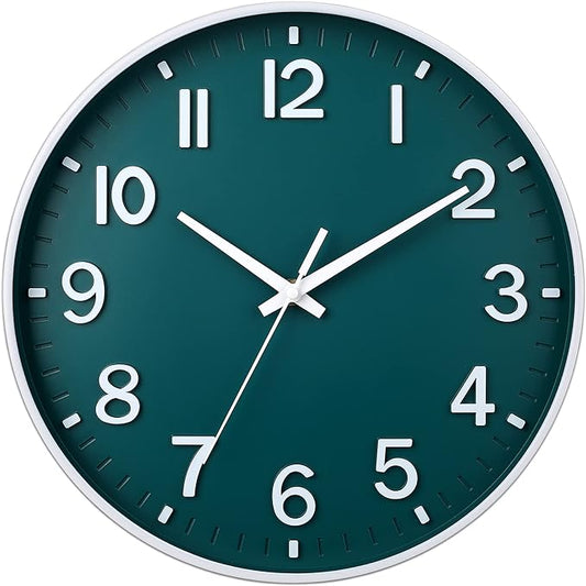 HZDHCLH Green Wall Clocks Battery Operated, 12 inch Silent Non Ticking Modern by HZDHCLH